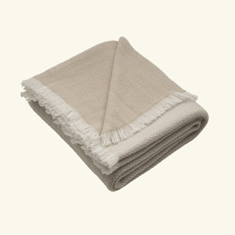 2. Doublesided handwoven alpaca & cashmere throw | SAND