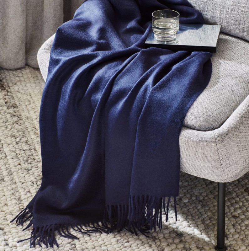 3. Classic Throw 100% Baby Alpaca | NAVY