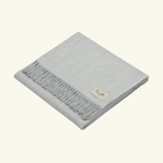 Fishbone Throw 100% Baby Alpaca - White silver