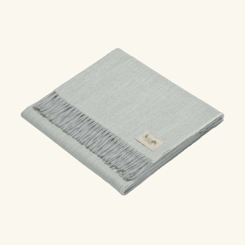1. Fishbone Throw 100% Baby Alpaca | WHITE SILVER