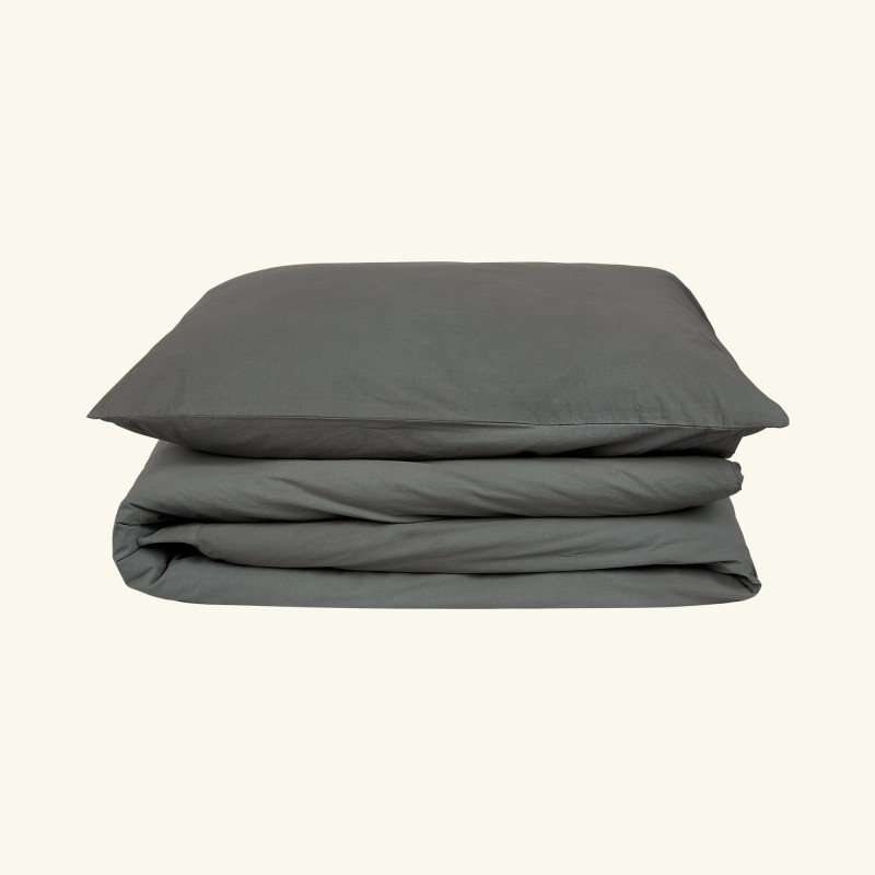 Duvet cover in cotton percale - rock grey
