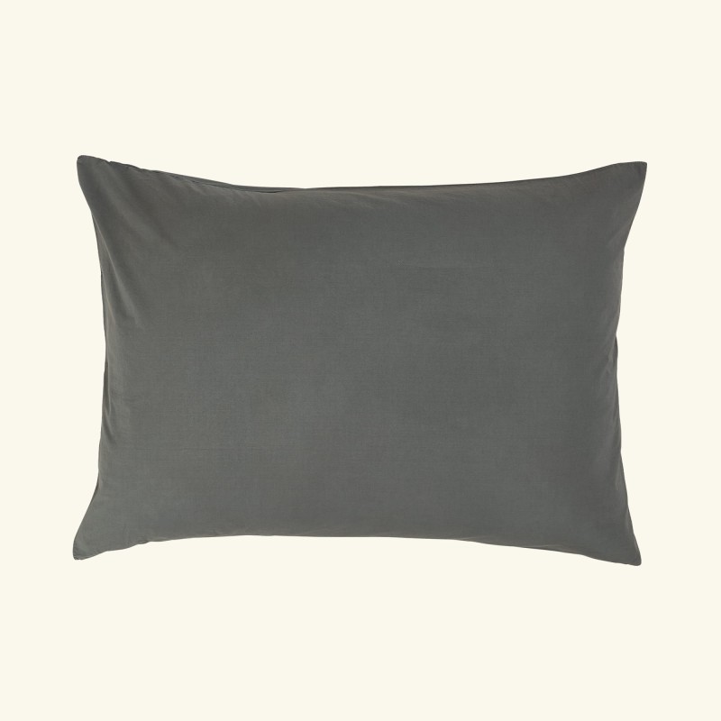 Pillowcase in cotton percale - rock grey