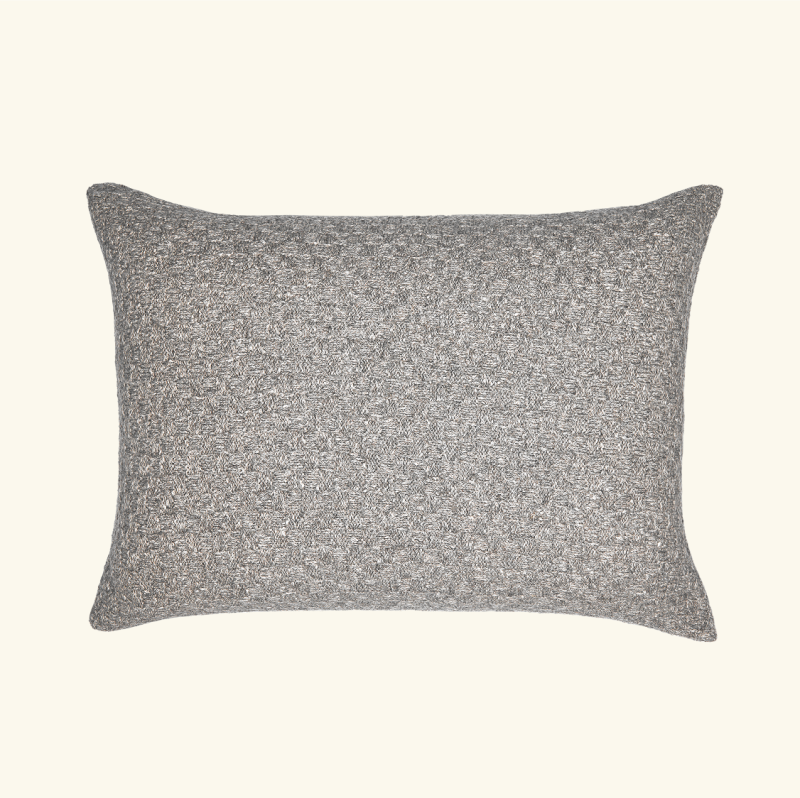 Baby alpaca & organic cotton cushion | check knit | NATURAL GREY