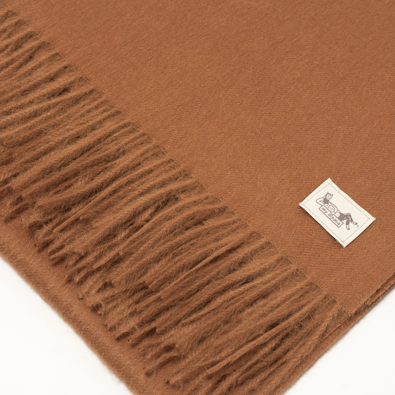 Suri baby alpaca shawl dark camel