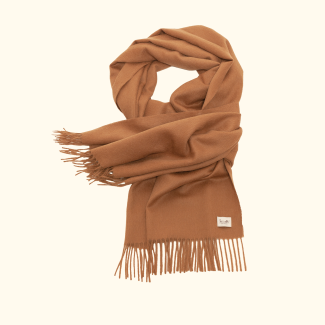 Suri baby alpaca shawl dark camel