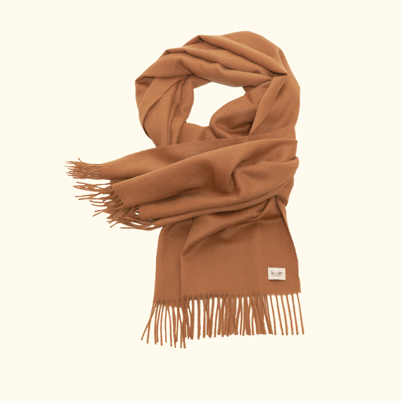 Suri baby alpaca shawl dark camel